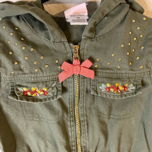 Little Lass Girls Utility style hooded zip Jacket 7/8 - Picture 4 of 5